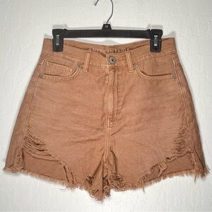 American Eagle 4 Highest Rise Mom Short Distressed Frayed Boho Festival Beach
